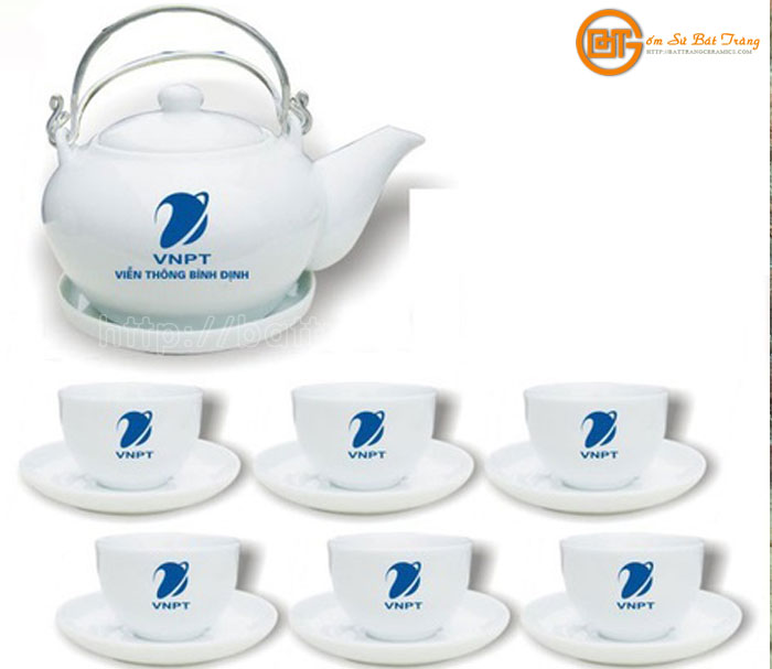 Bộ ấm chén Minh Long in chữ cao cấp bền đẹp dễ vệ sinh