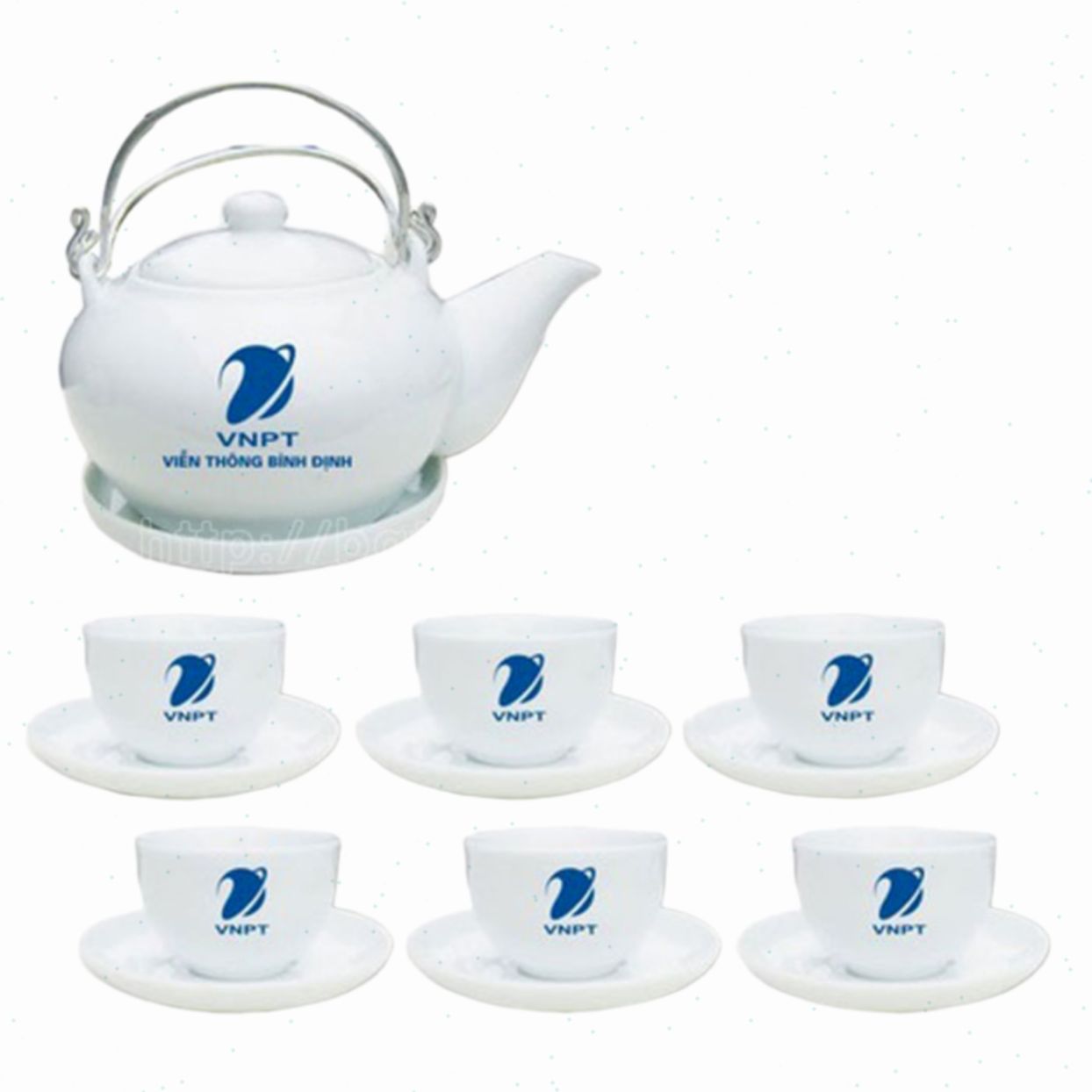 Bộ ấm chén Minh Long in chữ cao cấp bền đẹp dễ vệ sinh 
