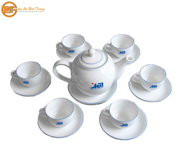 Bộ ấm chén Minh Long in chữ mẫu 4 bền đẹp sang trọng mua ngay 