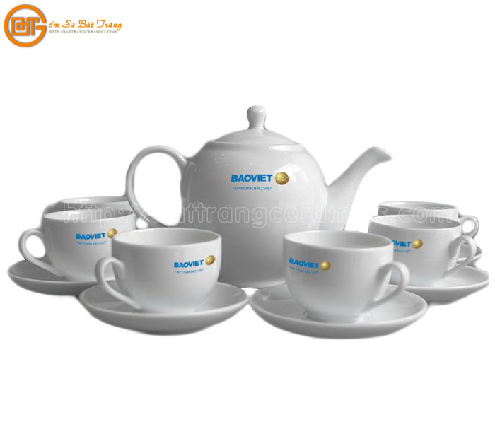 Bộ ấm chén Minh Long in chữ mẫu 5 chất liệu bền đẹp dễ sử dụng 