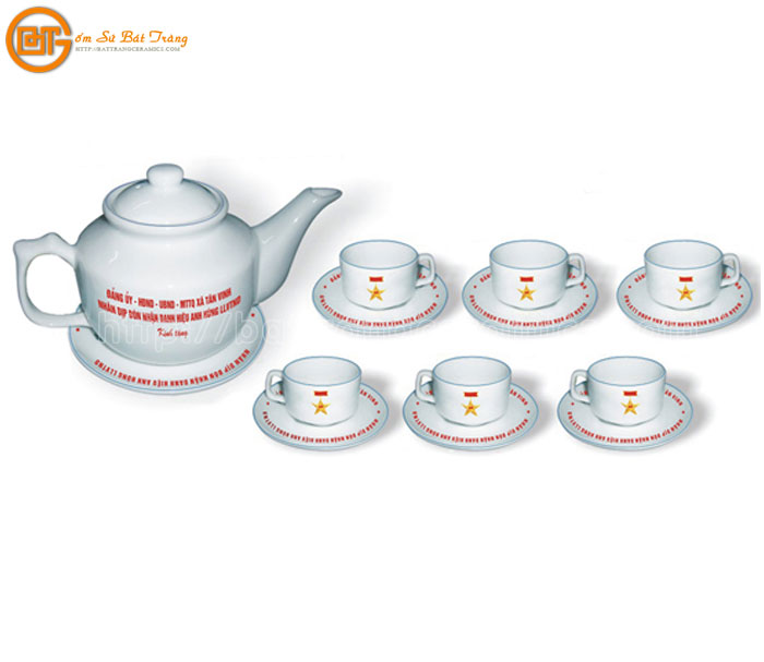 Bộ ấm chén Minh Long chữ đẹp sang trọng quà tặng ý nghĩa