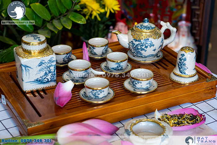 Bộ ấm chén men rạn bọc đồng phụ kiện sang trọng giữ hương trà Bộ ấm chén men rạn bọc đồng phụ kiện sang trọng giữ hương trà