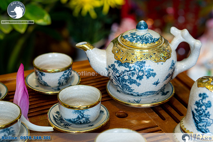 Bộ ấm chén men rạn bọc đồng phụ kiện sang trọng giữ hương trà Bộ ấm chén men rạn bọc đồng phụ kiện sang trọng giữ hương trà