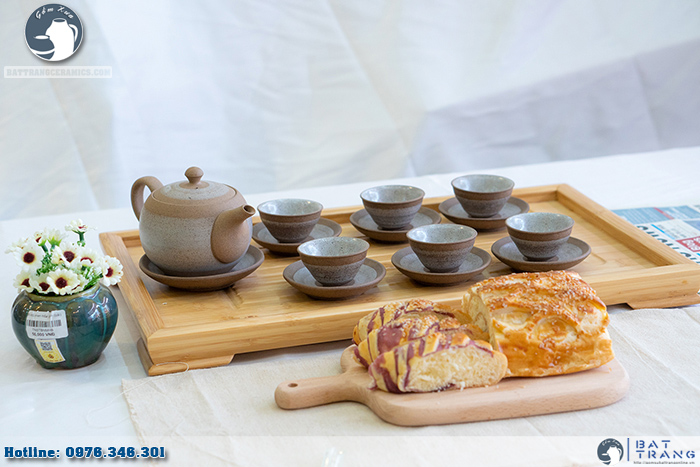 Bộ ấm chén Hồng Sa Bát Tràng cao cấp Sắc nét giá tốt