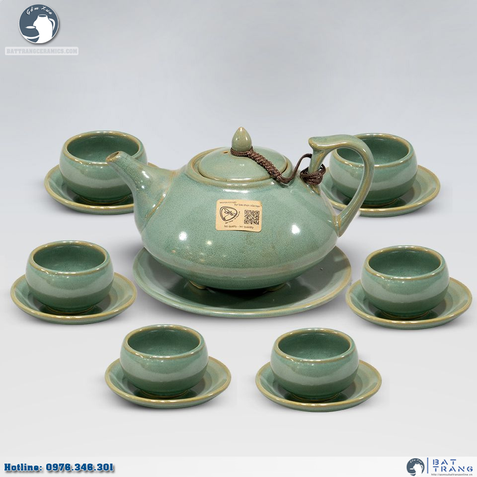 Bộ ấm chén men hỏa biến Bát Tràng sang trọng tặng quà 
