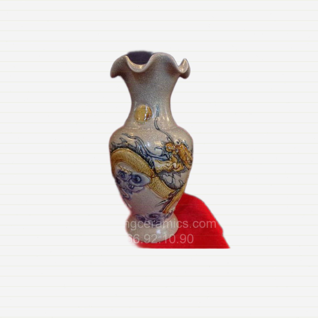 Lọ rồng nổi men rạn 22cm đẹp, sang trọng, quà tặng ý nghĩa 