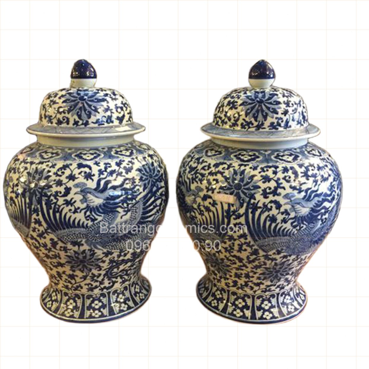 Chóe men rong cổ Bát Tràng 20L vẽ tay tinh tế 52cm 