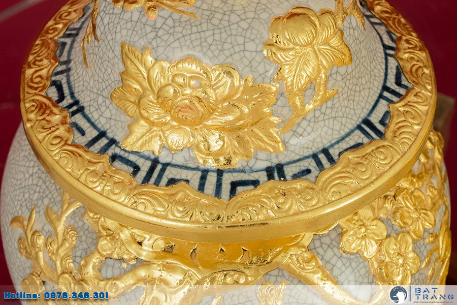 Chóe men rạn Phú Quý dát vàng Bát Tràng cao cấp sang trọng
