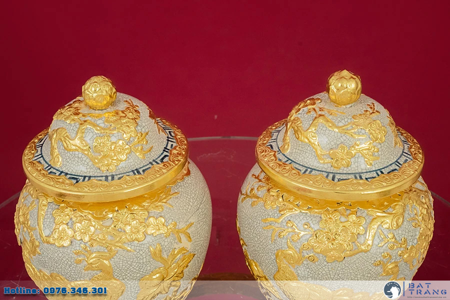 Chóe men rạn Phú Quý dát vàng Bát Tràng cao cấp sang trọng