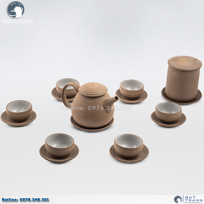bộ ấm chén hồng sa Bát Tràng 280ml đẹp sang phụ kiện tặng 