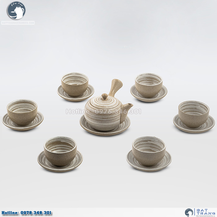 Bộ ấm chén hồng sa quai cầm đẹp 280ml sang trọng quà tặng 