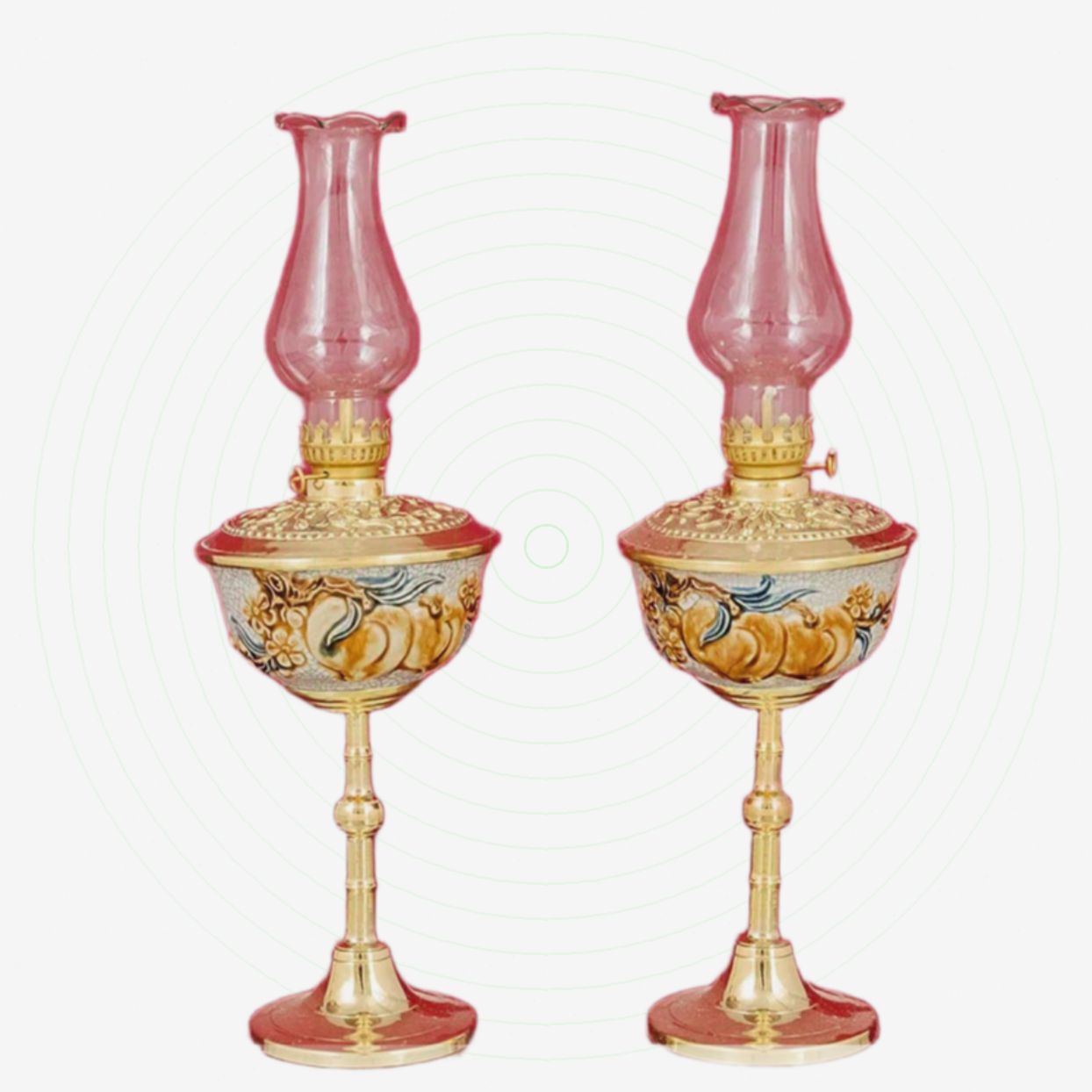 Đèn thờ bát chân đồng dát vàng men rạn cao cấp Bát Tràng sang trọng 