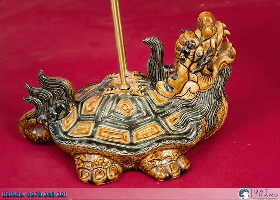 Đỉnh sứ Bát Tràng men rạn đắp nổi cao cấp, quà tặng sang trọng