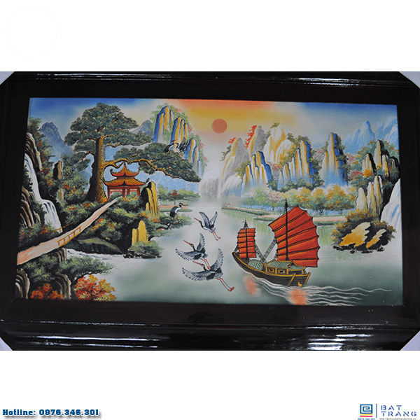 Tranh sứ Bát Tràng Sơn Thủy Hữu Tình 135x88cm Đẹp Sang Trọng Tranh sứ Bát Tràng Sơn Thủy Hữu Tình 135x88cm Đẹp Sang Trọng