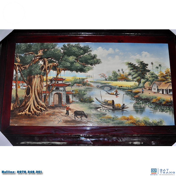 Tranh sứ Bát Tràng đồng quê 135x88cm đẹp sang trọng tặng ý nghĩa 