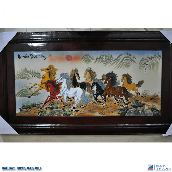 Tranh sứ Bát Tràng Mã Đáo Thành Công sang trọng 116x64cm Tranh sứ Bát Tràng Mã Đáo Thành Công sang trọng 116x64cm