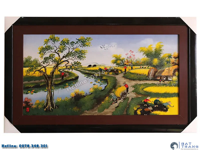 Tranh gốm sứ Bát Tràng đồng quê mã 02 nghệ thuật đỉnh cao 