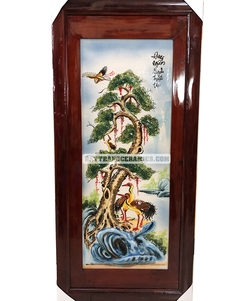 Tranh tứ quý Bát Tràng 98x48cm men màu đắp nổi sang trọng decor độc đáo