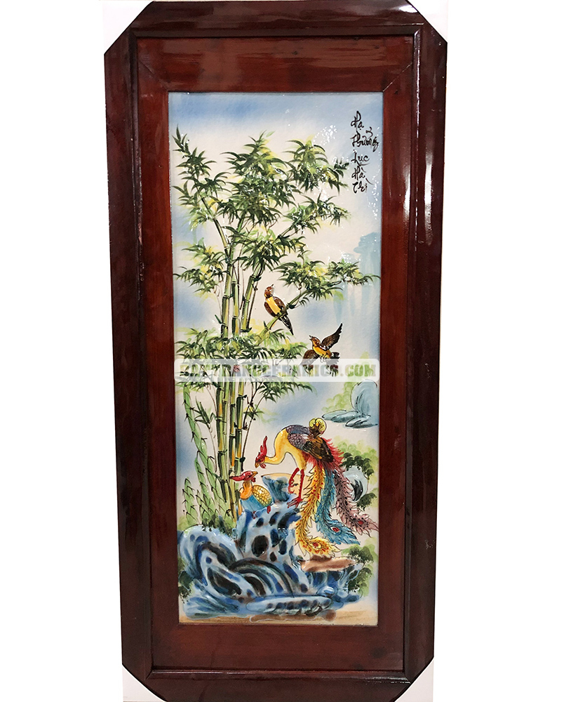 Tranh tứ quý Bát Tràng 98x48cm men màu đắp nổi sang trọng decor độc đáo