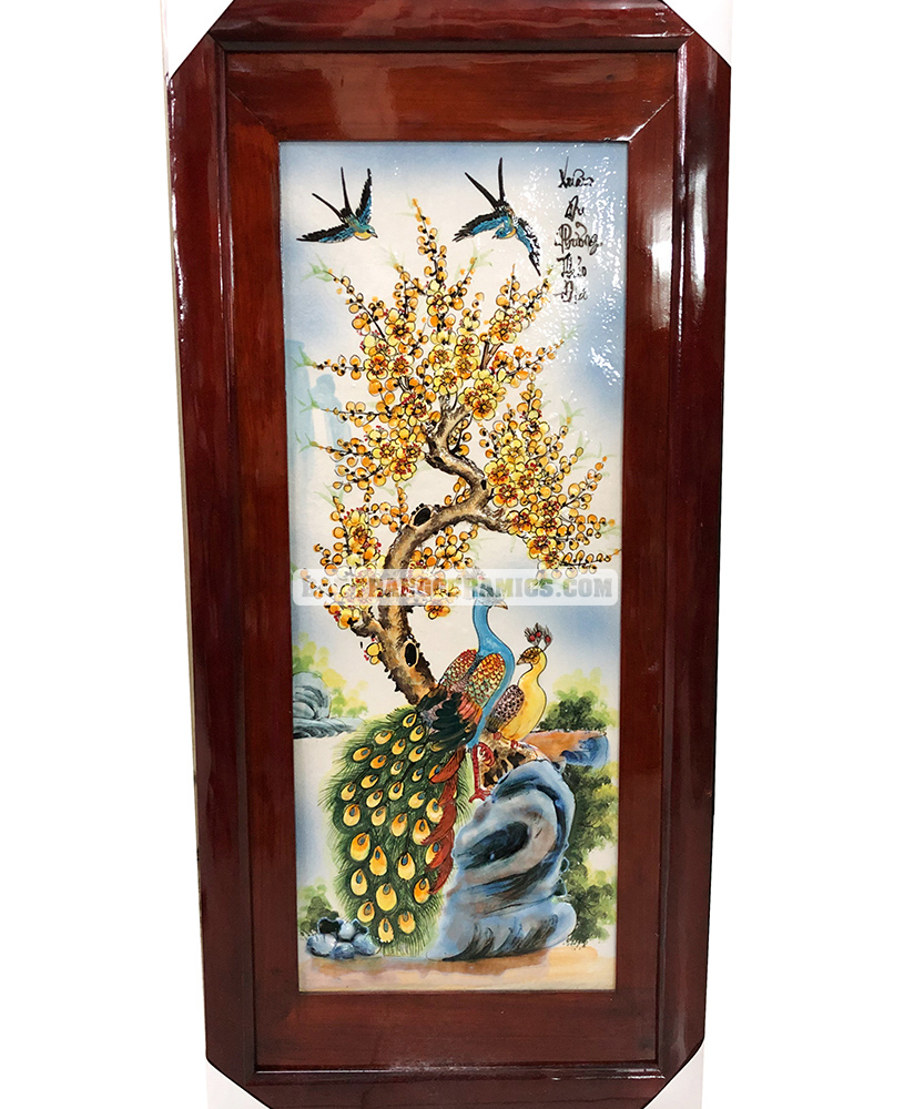 Tranh tứ quý Bát Tràng 98x48cm men màu đắp nổi sang trọng decor độc đáo