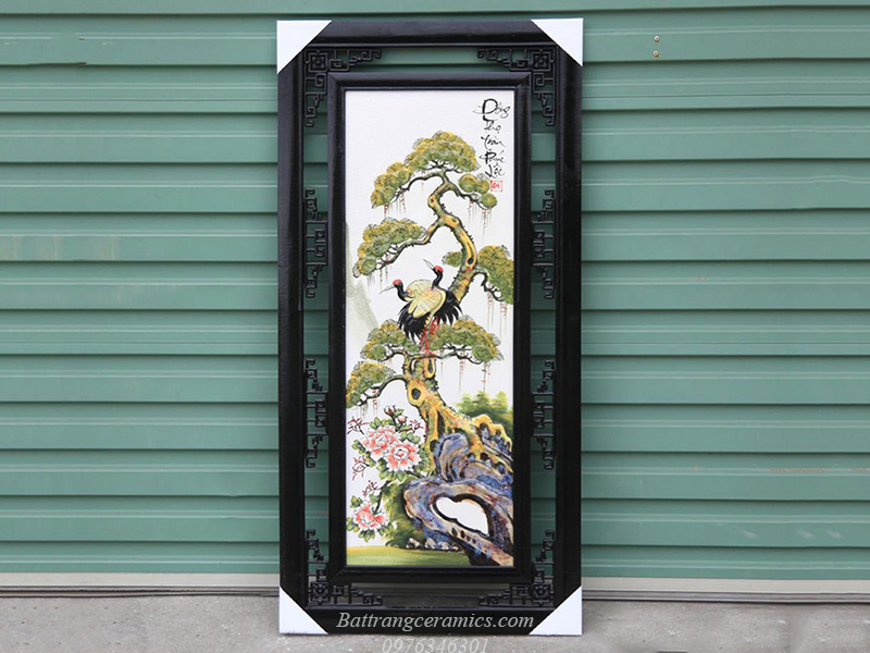 Tranh tứ quý đắp nổi 50x100cm men màu gốm sứ Bát Tràng sang trọng