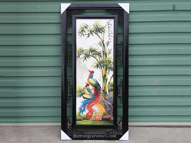 Tranh tứ quý đắp nổi 50x100cm men màu gốm sứ Bát Tràng sang trọng