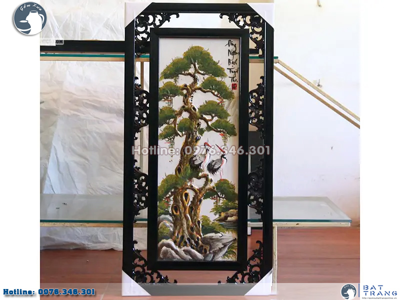 Bộ Tranh Gốm Sứ Tứ Quý Đắp Nổi Đào Trúc Cúc Tùng Sang Trọng Quà Tặng