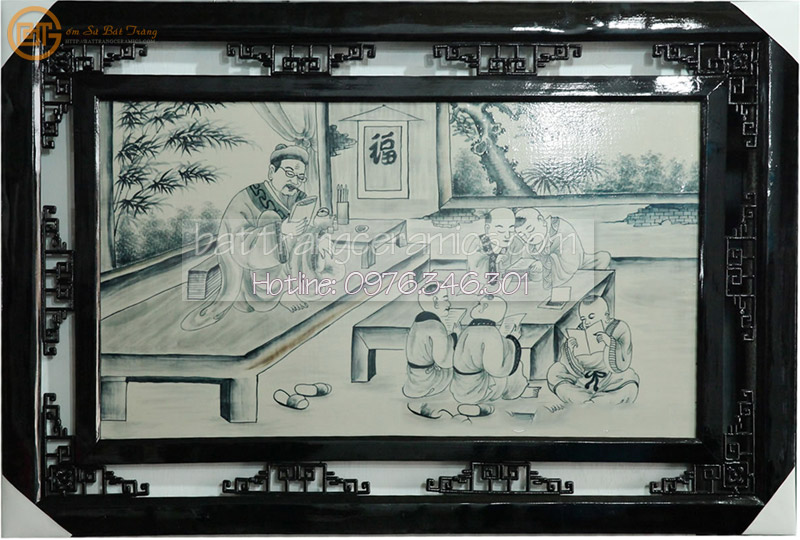 Tranh sứ thầy đồ dạy học 90x60cm quà tặng đặc sắc trang trí 
