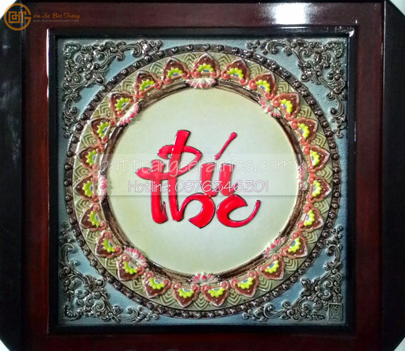 Tranh sứ Bát Tràng chữ Phúc 50x50cm quà tặng ý nghĩa chất lượng cao