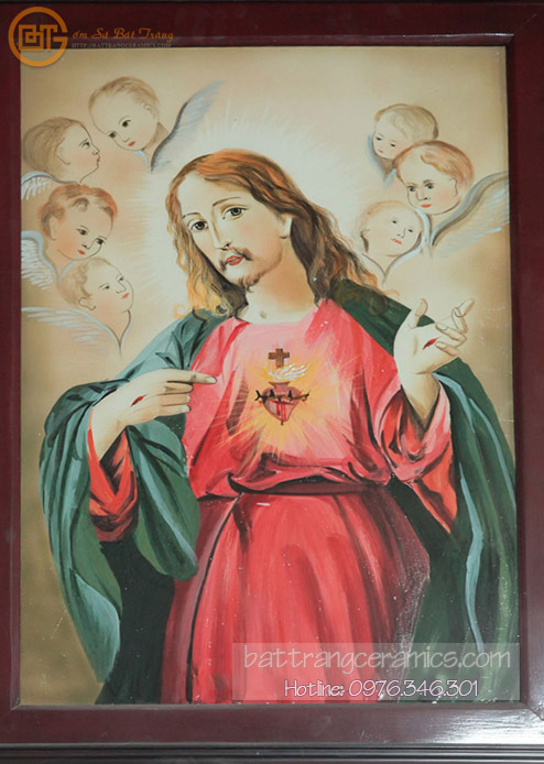 Tranh sứ Bát Tràng Chúa Jesus 60x90cm trang trí sang trọng quà tặng ý nghĩa