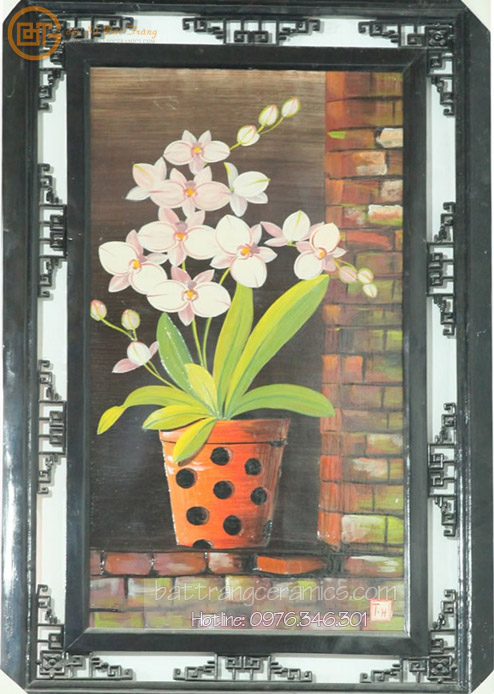 Tranh gốm sứ Bát Tràng Hoa Lan 95x65cm đẹp độc đáo giá rẻ