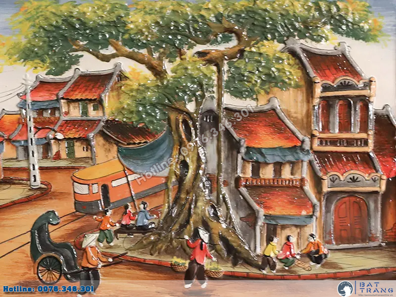 Tranh gốm sứ Bát Tràng phố cổ Hà Nội đẹp sang trọng chuẩn ý nghĩa