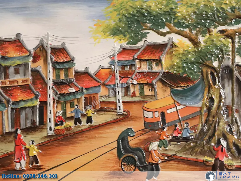 Tranh gốm sứ Bát Tràng phố cổ Hà Nội đẹp sang trọng chuẩn ý nghĩa