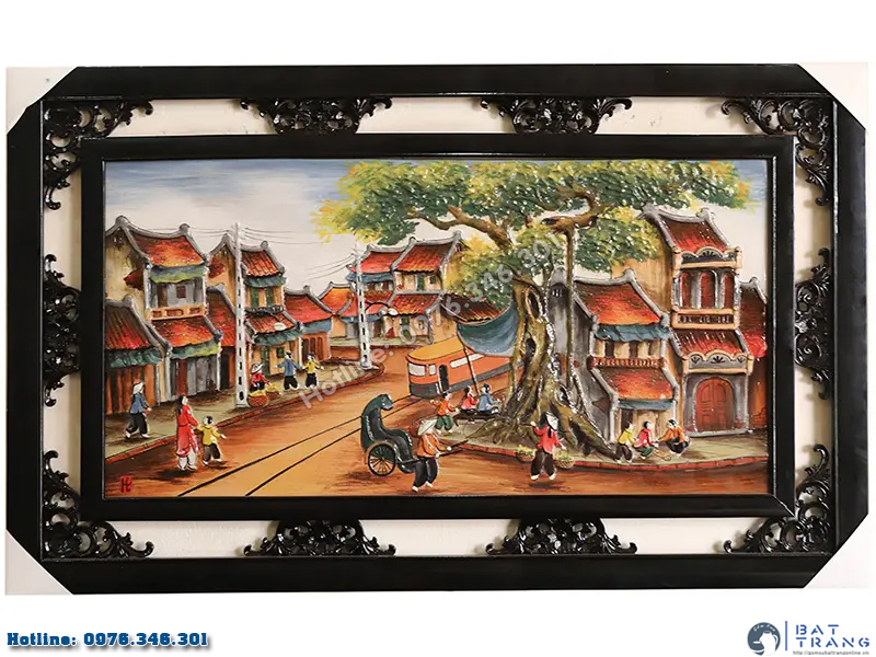 Tranh gốm sứ Bát Tràng phố cổ Hà Nội đẹp sang trọng chuẩn ý nghĩa 