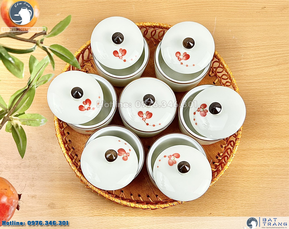 Khay mứt tết gốm sứ hoa đào dáng trụ sang trọng trang trí tết Khay mứt tết gốm sứ hoa đào dáng trụ sang trọng trang trí tết