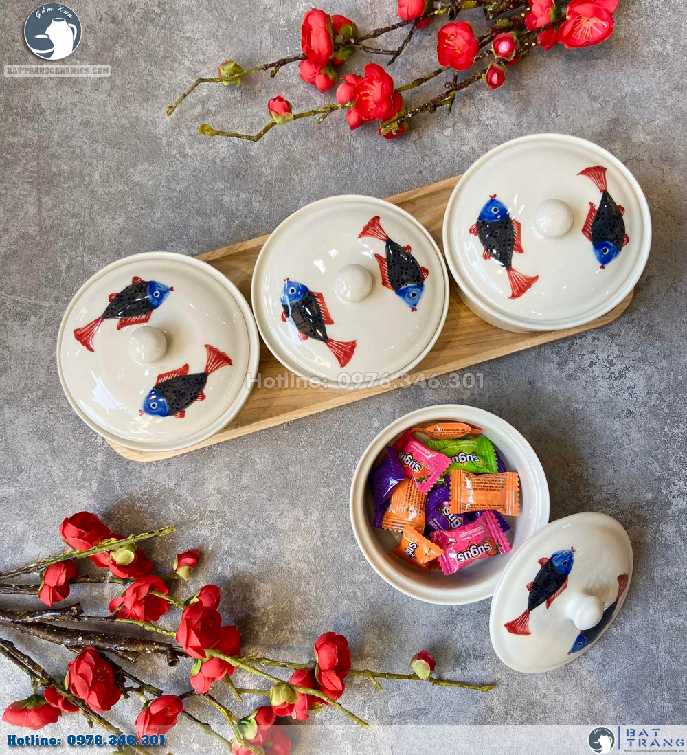 Khay mứt Tết gỗ trụ Song Ngư sang trọng đẹp uy tín mua ngay