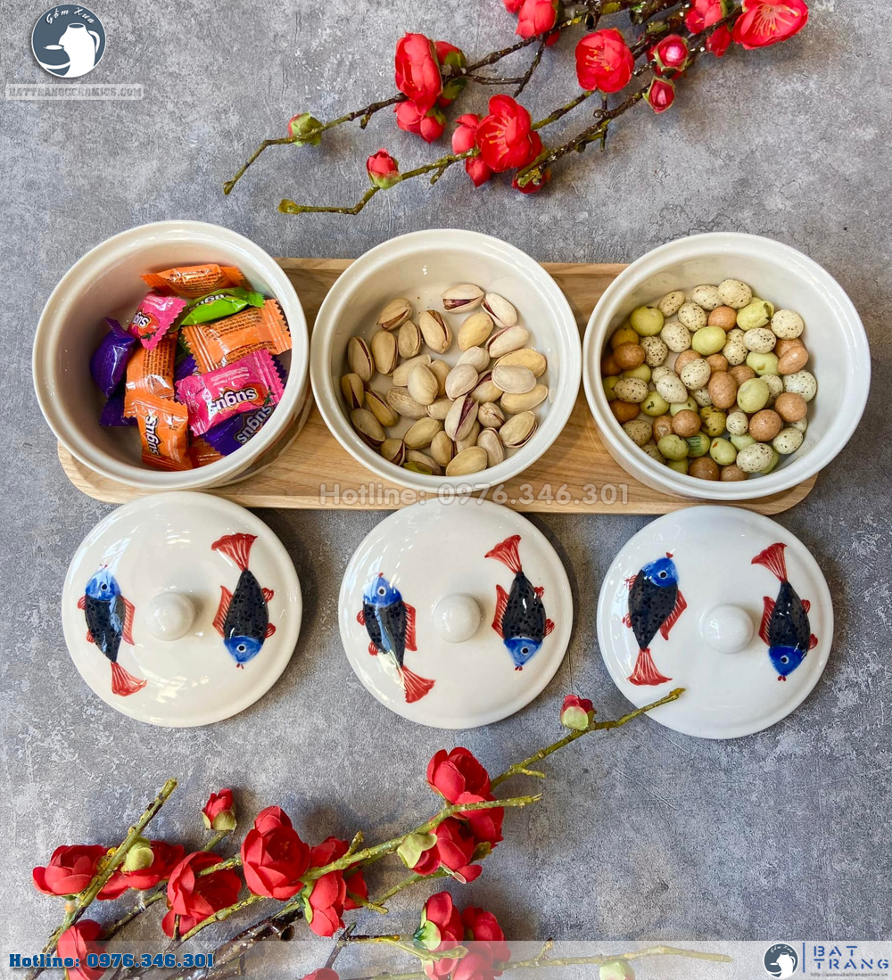 Khay mứt Tết gỗ trụ Song Ngư sang trọng đẹp uy tín mua ngay