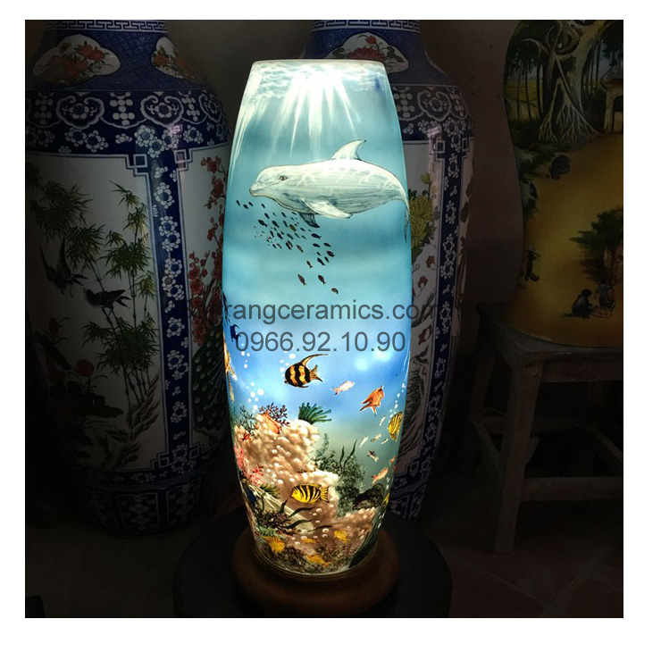 Đèn sứ thấu quang độc đáo đáy đại dương 62cm quà tặng sang trọng