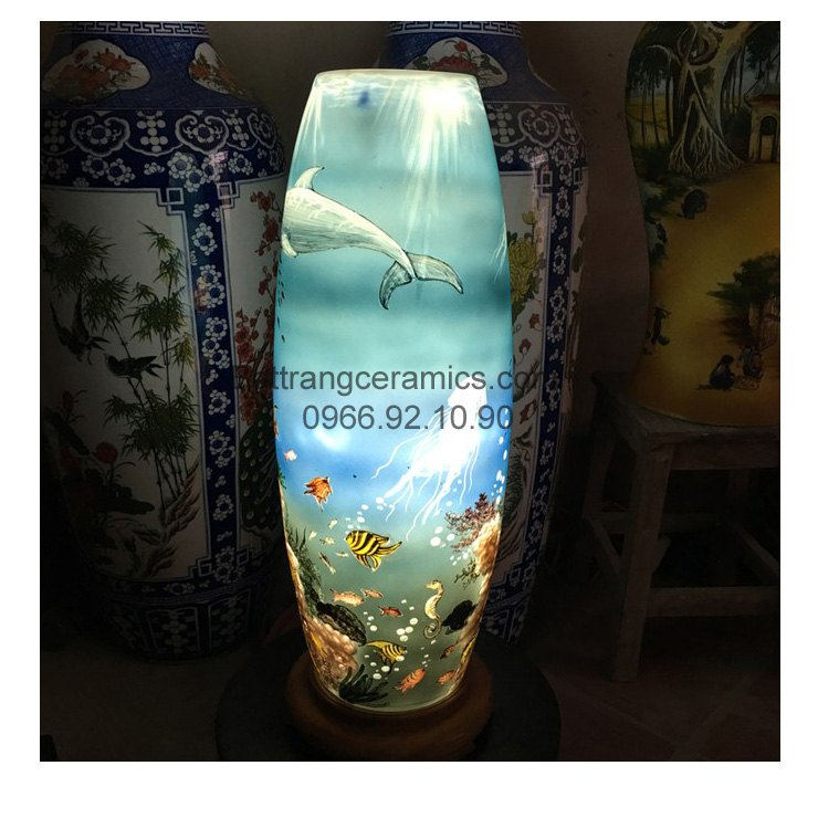 Đèn sứ thấu quang độc đáo đáy đại dương 62cm quà tặng sang trọng