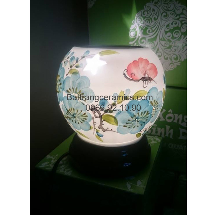 Đèn xông tinh dầu hoa 3D sứ Bát Tràng khử mùi tạo không gian thơm 