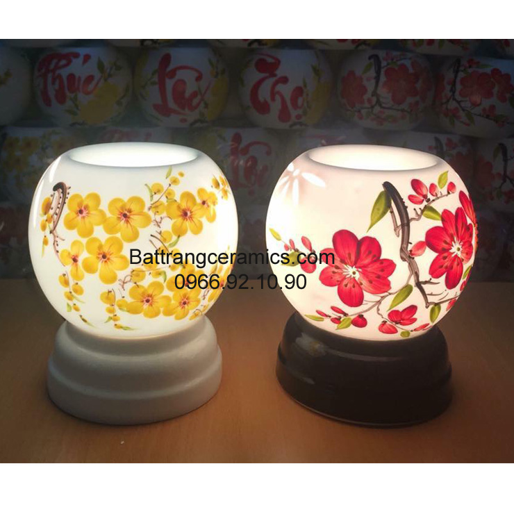 Đèn tinh dầu sứ Bát Tràng 12x18 cm quà tặng độc đáo hấp dẫn 