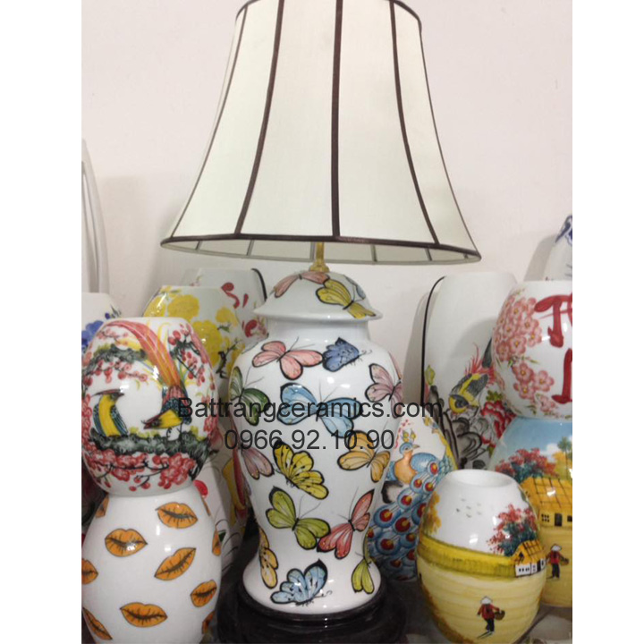 Đèn ngủ gốm sứ Bát Tràng cao cấp TD01 65cm sang trọng