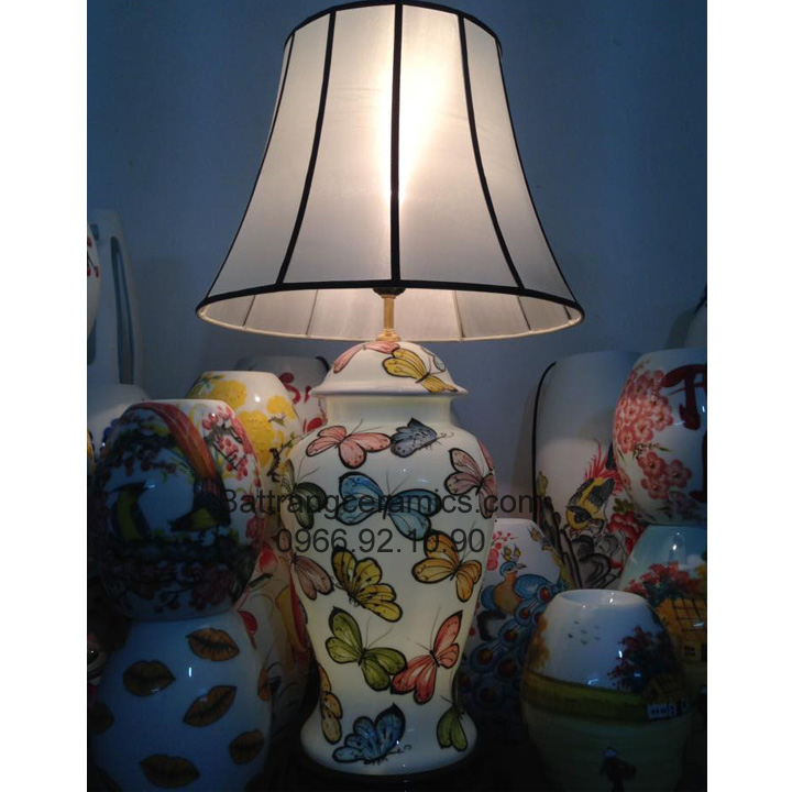 Đèn ngủ gốm sứ Bát Tràng cao cấp TD01 65cm sang trọng