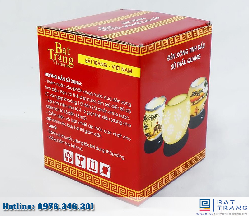Đèn Xông Tinh Dầu Sóng Vẽ Tay Gốm Sứ Bát Tràng Khuyến Mãi