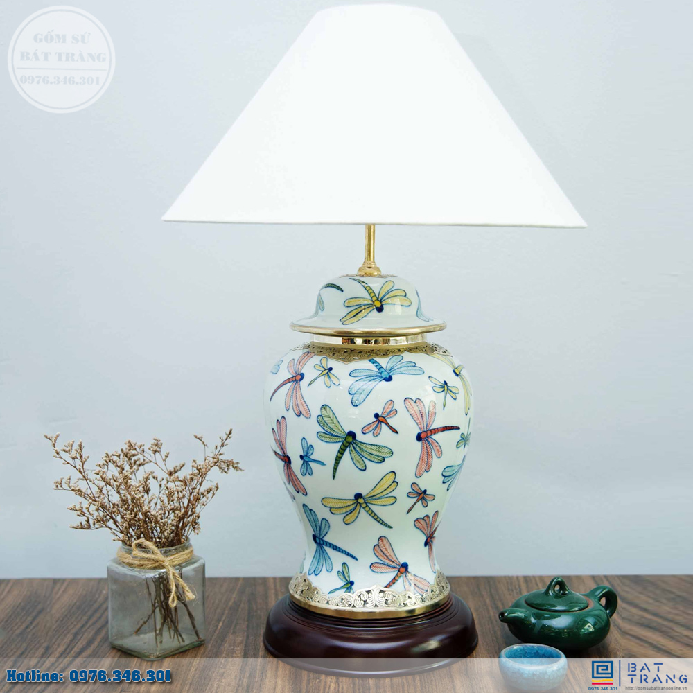 Đèn Sứ Chuồn Ngũ Sắc Đẹp Cao Cấp Trang Trí Phòng