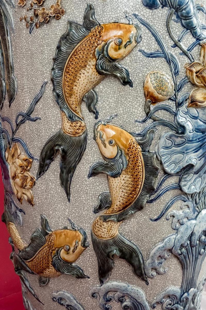 Lọ lộc bình men rạn Phúc Lộc Thọ Bát Tràng 2m cao cấp sang trọng