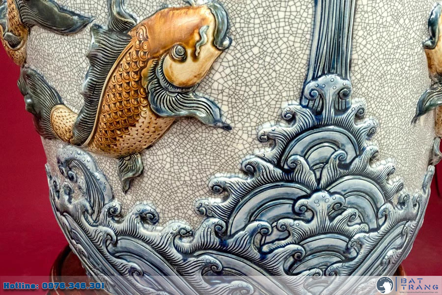 Lọ lộc bình men rạn Phúc Lộc Thọ Bát Tràng 2m cao cấp sang trọng