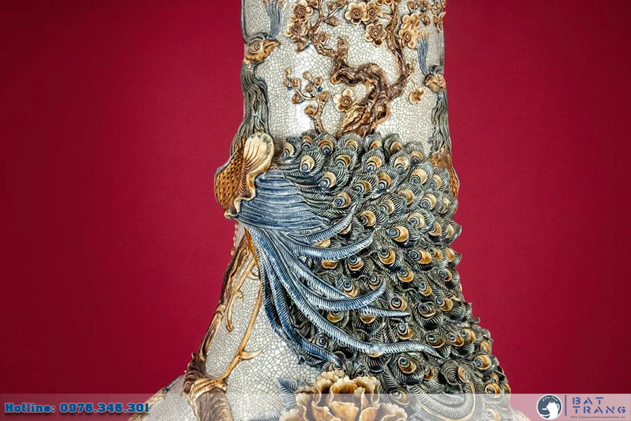 Lọ lộc bình men rạn Phúc Lộc Thọ Bát Tràng 2m cao cấp sang trọng