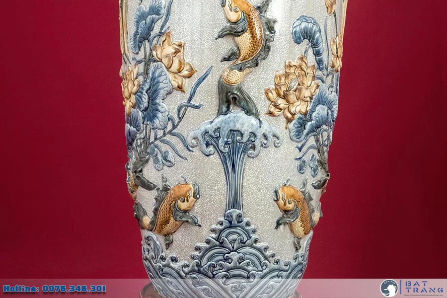 Lọ lộc bình men rạn Phúc Lộc Thọ Bát Tràng 2m cao cấp sang trọng