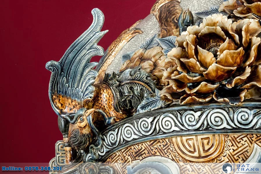 Lọ lộc bình men rạn Phúc Lộc Thọ Bát Tràng 2m cao cấp sang trọng